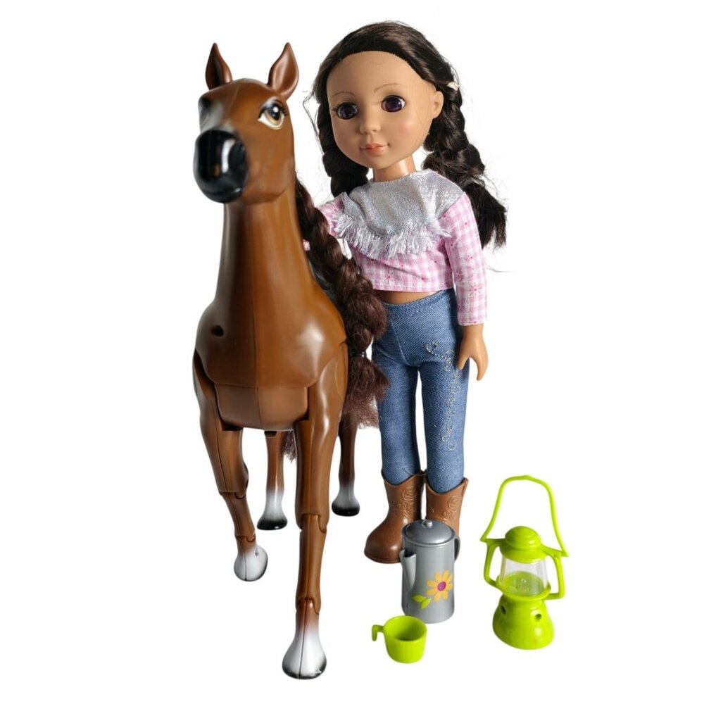 Glitter Girls Bria Doll & Horse Set W/ Lantern Cup  Accessories 14" Cowgirl